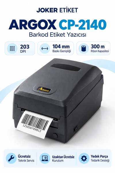 ARGOX JOKER ETİKET / CP2140 / DİREKT TERMAL VE TERMAL AKTARIM / RİBONLU / 203 DPI