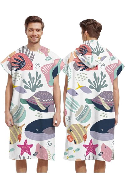 SYOSI Quick Dry Surf Poncho Changing Robe for Adults, Microfiber Hooded Bath ...