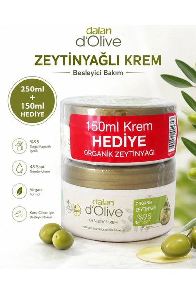 Dalan D'olive Besleyici Organik Zeytinyağlı Kremi 250 ml 150 ml Hediye
