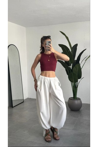 buqre's moda Ženske pantalone univerzalne veličine sa strukom na vezivanje i ...