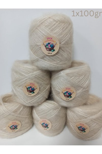 İPEK YÜN İPLİK DÜNYASI Angora Örgü İpi (Açık Bej) 100gr