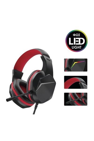 JMB Căști gaming cu microfon sensibil, control volum și LED multicolor – conf...