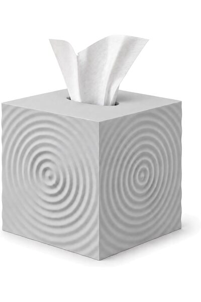 Generic Ripple Cube Tissue Box Cover 14 cm, Textured Decor for Bathroom, Bedr...