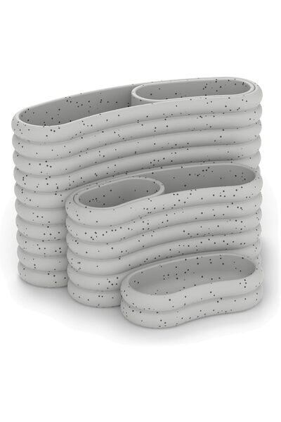 Generic Ribbed Desk Organiser Set of 3 with 2 Removable Inserts, Vanity and B...