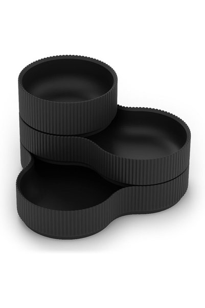 Generic Stackable Desk Tray Set of 3, Ribbed Round, Double and Triple Bowl Or...