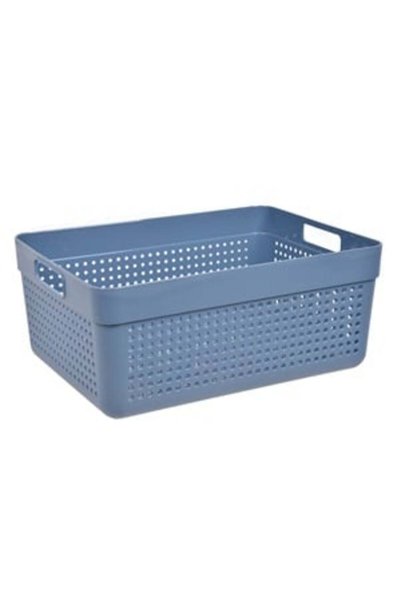 UNIC Coș de depozitare din plastic perforat albastru cu mânere 10L