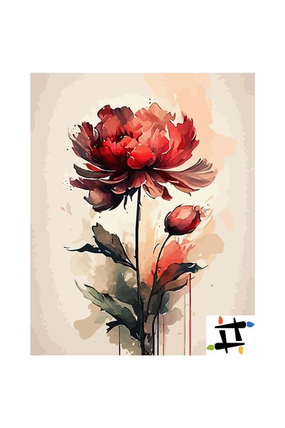 Painting-numbers Set pictura pe numere Bujori Rosii 6487, panza pe rama lemn,...
