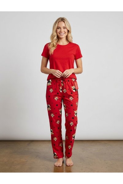 Estiva Suede pajama bottoms with pockets and a Teddy Bear Print pattern