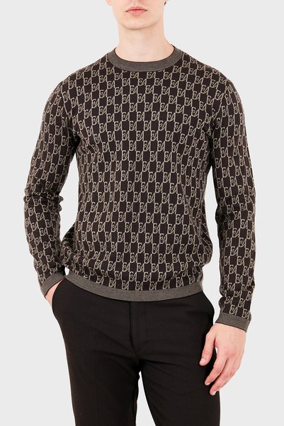 Emporio Armani Regular Fit Crew Neck Jacquard Logo Sweater for Men SWEATER EM...