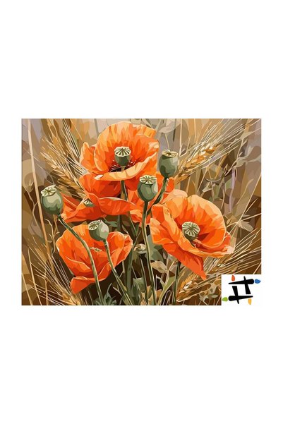 Painting-numbers Set pictura pe numere Flori Portocalii 6483, panza pe rama l...