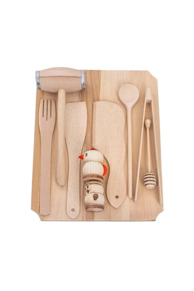 FOXMAG24 Set de 10 tocătoare dreptunghiulare din lemn de fag, 40x30x2 cm, bej