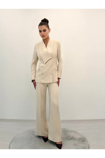 ossons Premium Blazer Jacket with Asymmetrical Shawl Collar and Gold Buttons,...