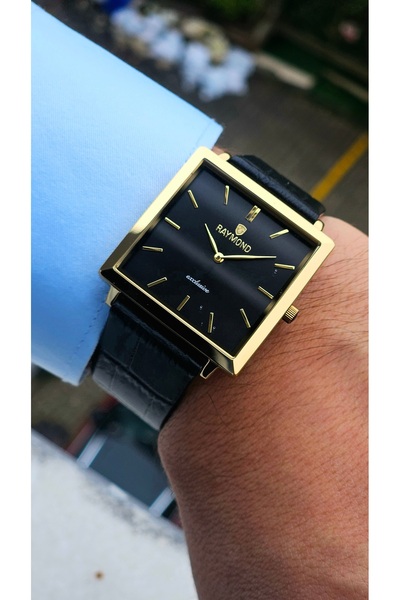 Raymond RYM-G633197MB - MEN'S WATCH WITH RETRO LEATHER STRAP - STAINLESS STEE...