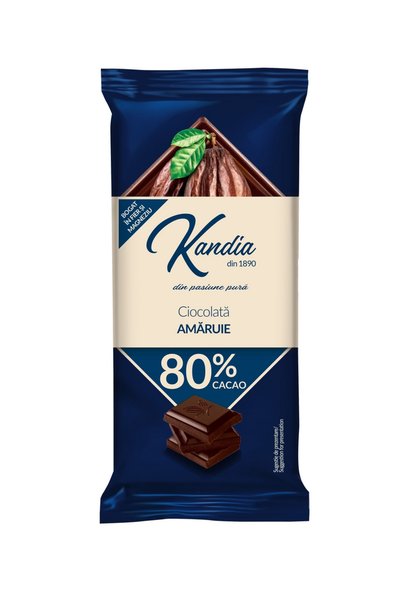 Kandia Ciocolata Amaruie 80% Cacao, 6 x 80g