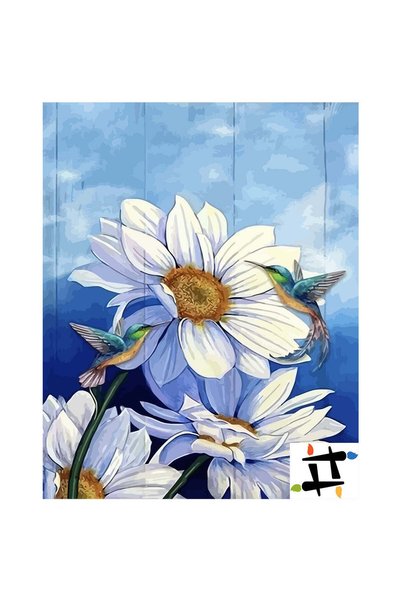 Painting-numbers Set pictura pe numere Floricele si Pasarele 6477, panza pe r...