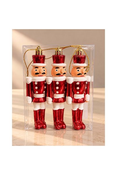 myhomehediyelik Red Christmas Tree Ornaments with Santa Claus Figures, Set of 3