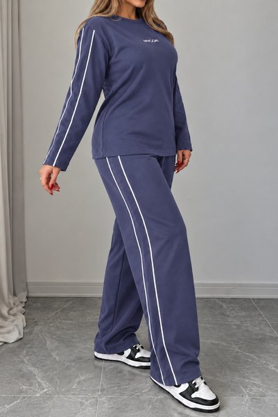 Mivoon Long-Sleeved Plus-Size Sweatsuit Set in Modal Fabric with Double-Piped...