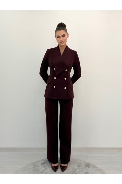ossons Premium Shawl Collar Double-Breasted Gold-Buttoned Jacket and Pants, P...