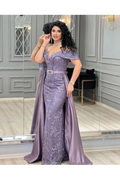 ANDONI Rochie de seară mov Akasma cu capă
