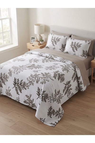 Lilya Home Double-Size Patterned Pique Bedspread Set and Bedspread Set - Gray...