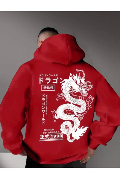 NIGRUM PARDUS Hooded Japanese Style Dragon Back Printed 100% Cotton 3 Thread ...