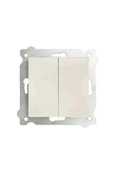 FOXMAG24 White Double Light Switch 10A, 250V, 7.5x7.5 cm