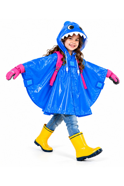 Mustran Raincoat for Girls, Ages 4–8: Waterproof, with Side Pockets, Sleeve-T...