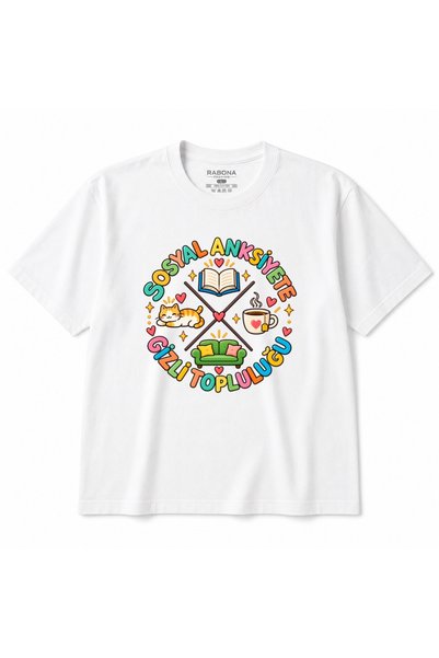 Rabona Fashion Social Anxiety Secret Community – Colorful Cat Book and Coffee...