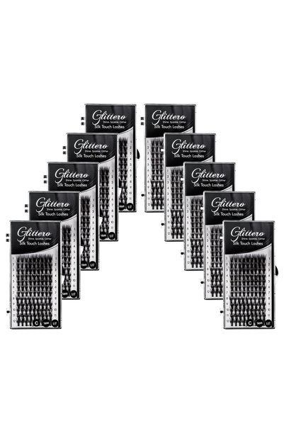 Glittero Set 10 Cutii Gene False Din Matase Silk Touch Lashes Marimea XL