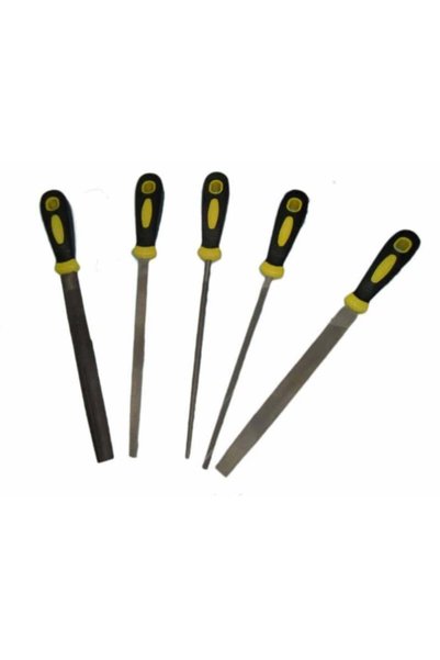 FOXMAG24 Set of 5 Combined Metal Files, Ergonomic Handle, Carbon Steel, Metallic