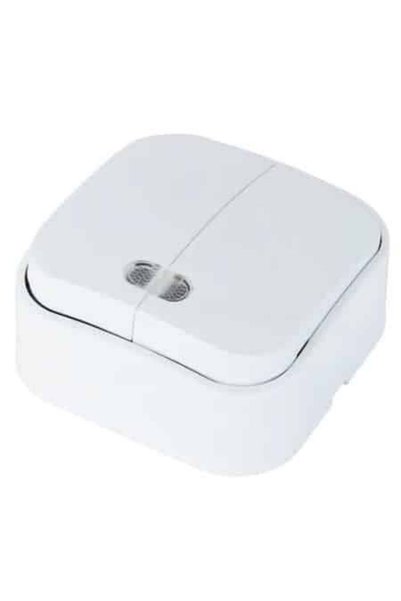 FOXMAG24 Double Switch with LED, 10A 240V, Surface Mount, White