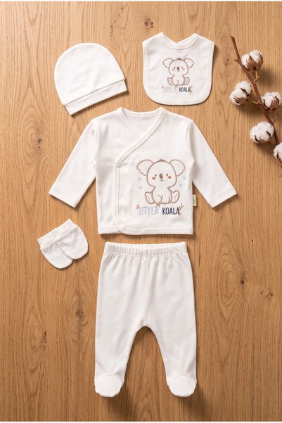 ZEYNUKO Boys' Little Koala Embroidered 0-3 Months 5-Piece Newborn Hospital Di...