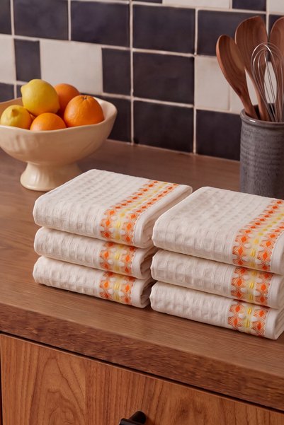 Zühre Home Set of 6 Waffle-Weave Kitchen and Hand Towels, Dish Towels | Highl...