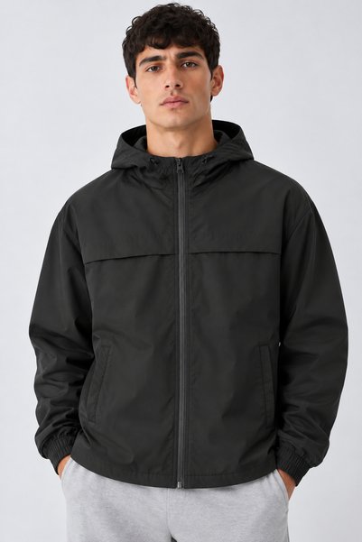 DAMGA JEANS Men's Basic Comfort Fit Hooded Raincoat