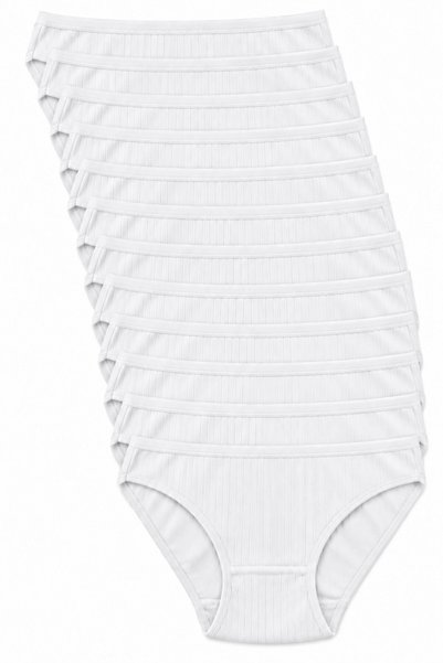 REN Set de lenjerie intimă pentru femei, slip bikini alb, 12 bucăți, 100% bum...