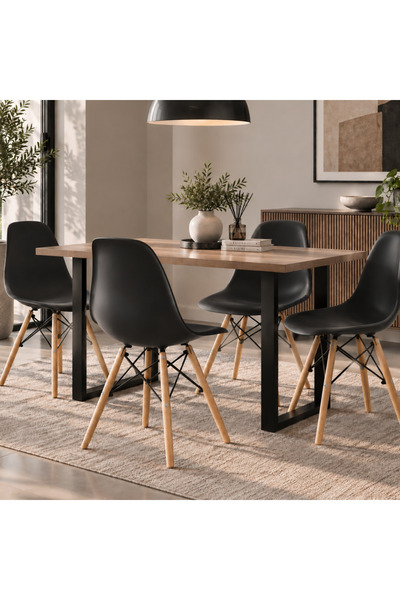 PixelsFurniture مجموعة كراسي خشبية بلاستيكية مكونة من 4 قطع من بكسل الأثاث - ...