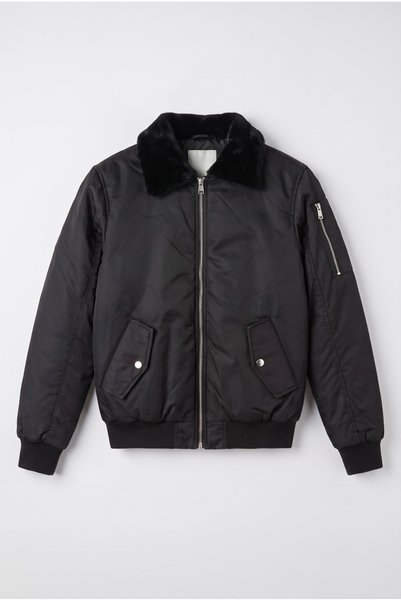 LUMAST Bomber Fur Collar Coat