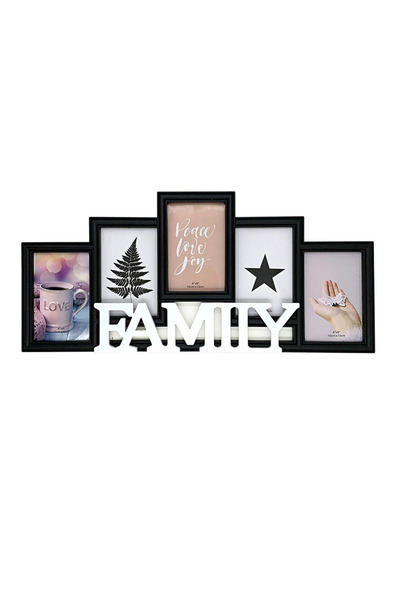 Generic Brand Ramă Foto Colaj „FAMILY” perete pentru 5 Poze 10x15 cm, Neagră,...
