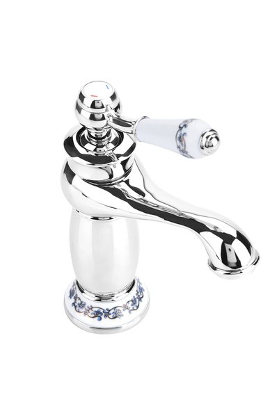 Eujgoov Single Handle Floral Bathroom Basin Faucet Hot Cold Brass Mixer Tap f...