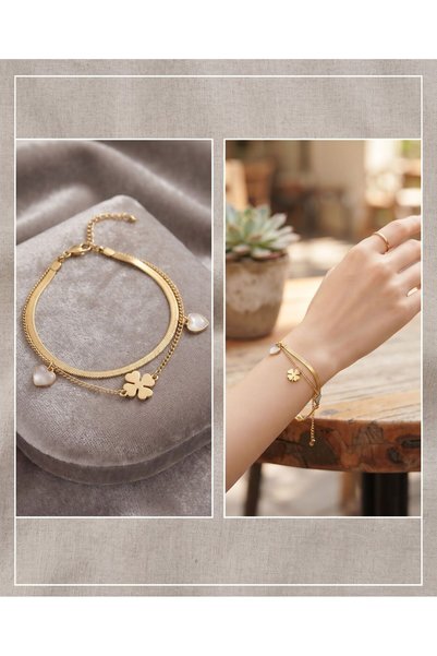 HOŞGÖR ACCESSORIES سوار إيطالي من الفولاذ المقاوم للصدأ بتصميم "يونكا" مزين ب...