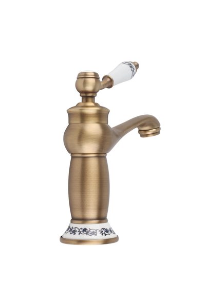 Eujgoov Single Handle Floral Bathroom Basin Faucet Hot Cold Brass Mixer Tap f...