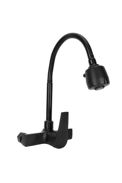 LZMY Water Faucet, Wall Mounted, Single Handle Basin Mixer Tap, Black Baking ...
