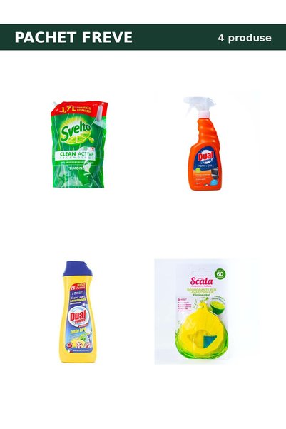 Fara brand Pachet curățenie bucătărie: detergent vase Svelto, spray cuptor, g...