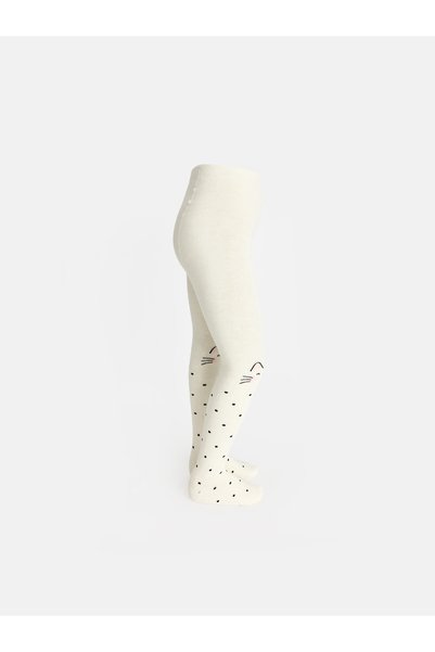LC Waikiki Lcw Kids Ecru Patterned Girls' Pantyhose with Nevavm Difference