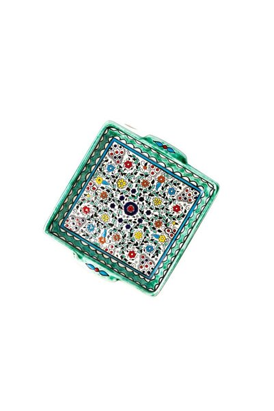 Fyrouzi Hebron Ceramic Serving Plate – Turquoise, Square |