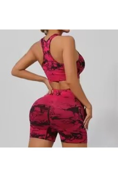 OEM Compleu sport cu bustieră decupată la spate și pantaloni scurți bine mula...