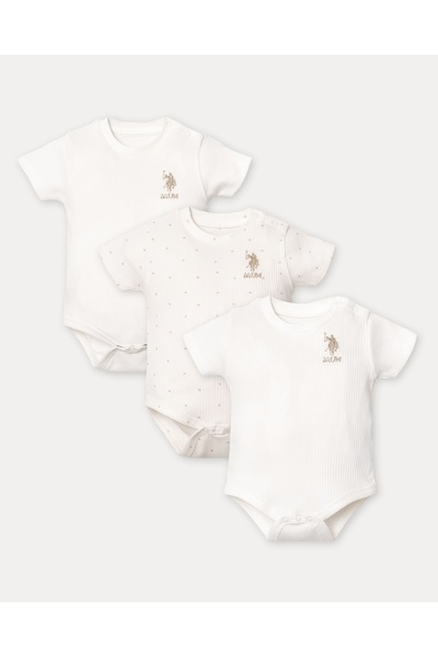 U.S. Polo Assn. Usb2953 White Baby 3-Piece Bodysuit