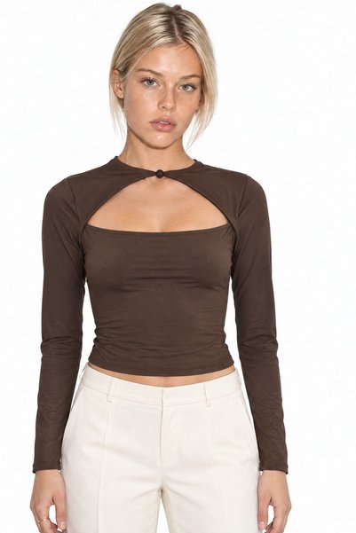 Hiccup Busem Slim Fit Short Blouse with Cut-Out Details
