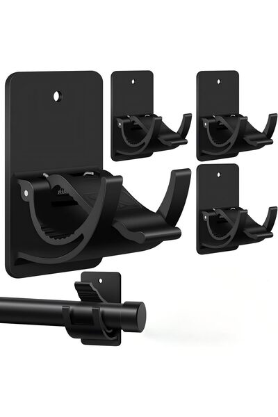 EXCEFORE No Drill Curtain Rod Brackets, Self Adhesive Hooks, Nail Free Adjust...