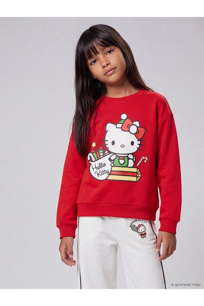LC Waikiki سترة سميكة للأطفال من LCW Kids باللون الأحمر بطبعة Hello Kitty، مع...